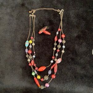 Colorful necklace and earrings set